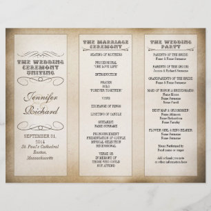 Programmes de mariage typographique vintage