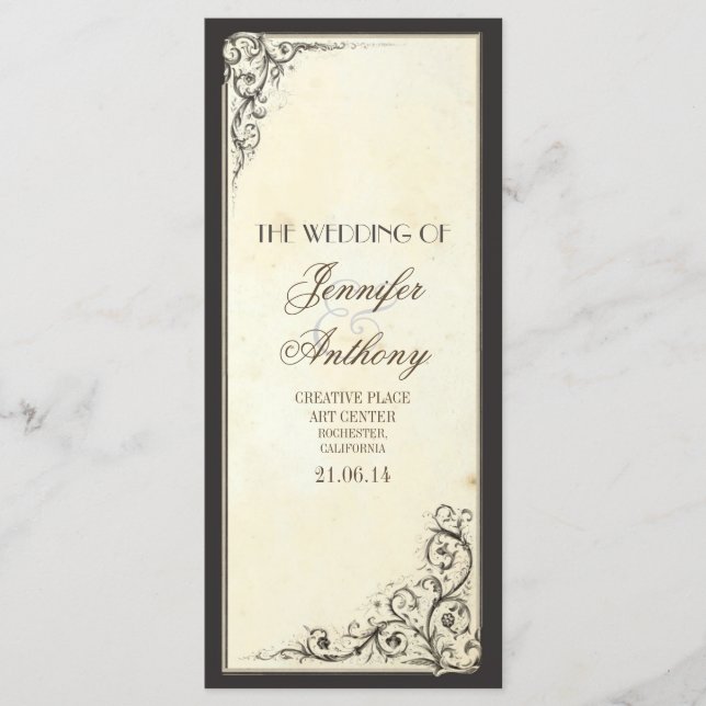 programmes de mariage vintage (Devant)