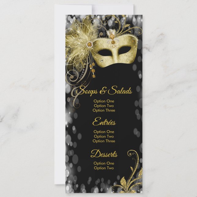 Programmes de menu de fête d'anniversaire en masqu (Devant)