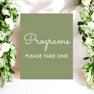 Programmes Mariage Sage Green Sign Poster