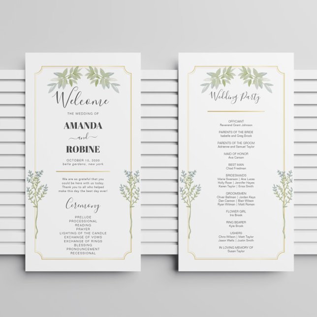 Programmes minimalistes de mariage Gold Frame Blan (Créateur téléchargé)