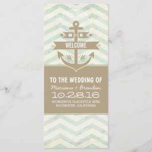 programmes nautiques de mariage de chevron vintage