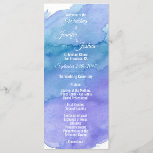 Programmes personnalisés de mariage bleu aquarelle