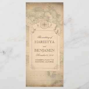 Programmes vintages de mariage de carte du monde