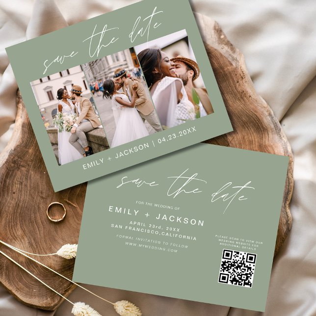 Programmgrüner QR-Code - Save the Date 3 Foto Flyer (Von Creator hochgeladen)