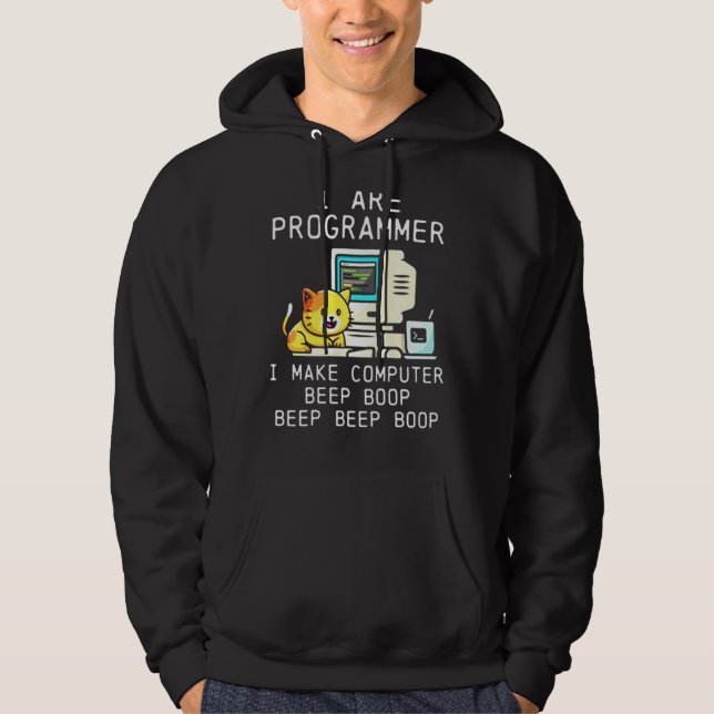 Programmier Cat Beep Boop Coding Hoodie (Vorderseite)