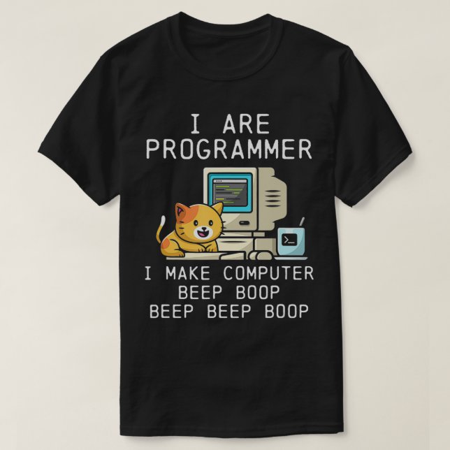 Programmier Cat Beep Boop Coding T-Shirt (Design vorne)