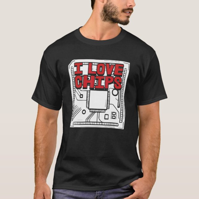 Programmier-Coding-I-Liebe-Chips für Entwickler T-Shirt (Vorderseite)