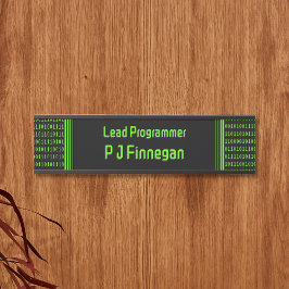 Programmiercode schwarz und grün - eigener Name /  Türschild