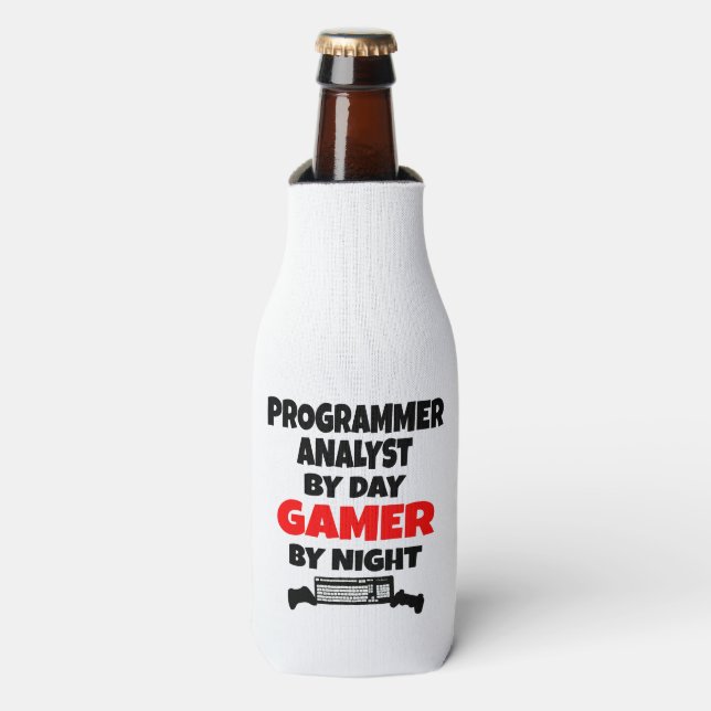 Programmierer-Analyst von Day Gamer by Night Flaschenkühler (Flaschenvorderseite)