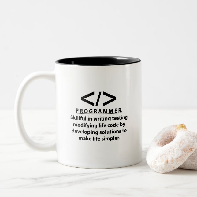 Programmierer Coding Entwickler Programmierer Zweifarbige Tasse (Mit Donut)