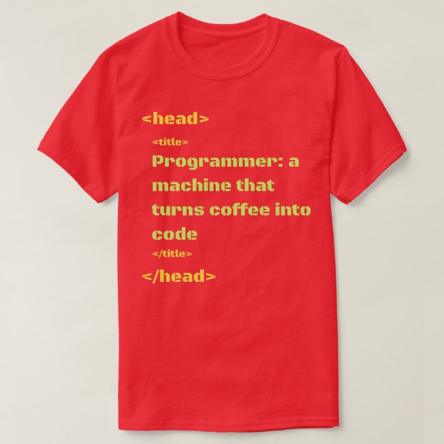 Programmierer einer Maschine, die Kaffee in Code v T-Shirt (Design vorne)