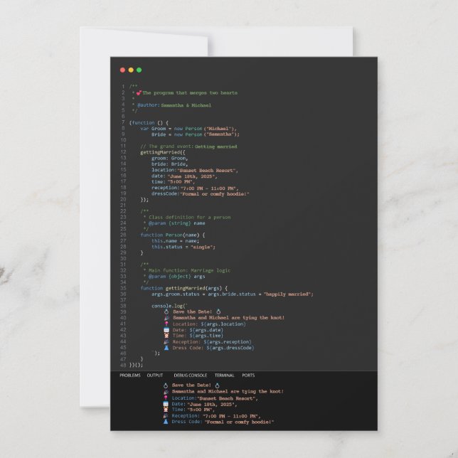 Programmierer Entwickler Thema Hochzeitseinladung Einladung (Vorderseite)