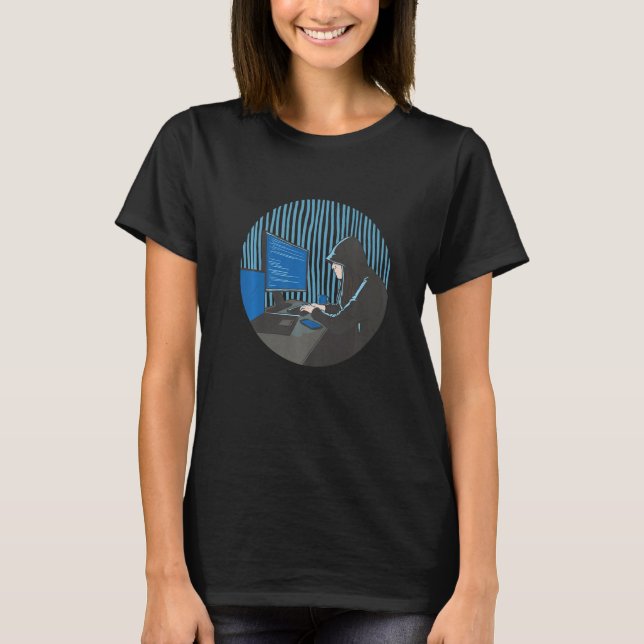 Programmierer-Hacker-Mädchen-Codierungscomputer T-Shirt (Vorderseite)