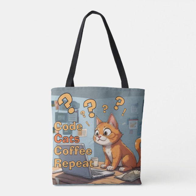 Programmierer Katzen Humor Code, Katzen, Kaffee –  Tasche (Rückseite)