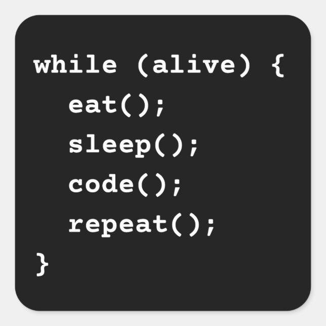Programmierer-Lebenszyklus-Schleife (While-Schleif Quadratischer Aufkleber (Vorderseite)