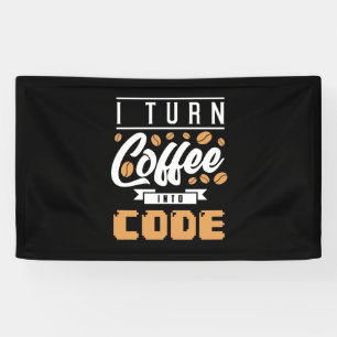 Programmierer machen Kaffee in Code Banner