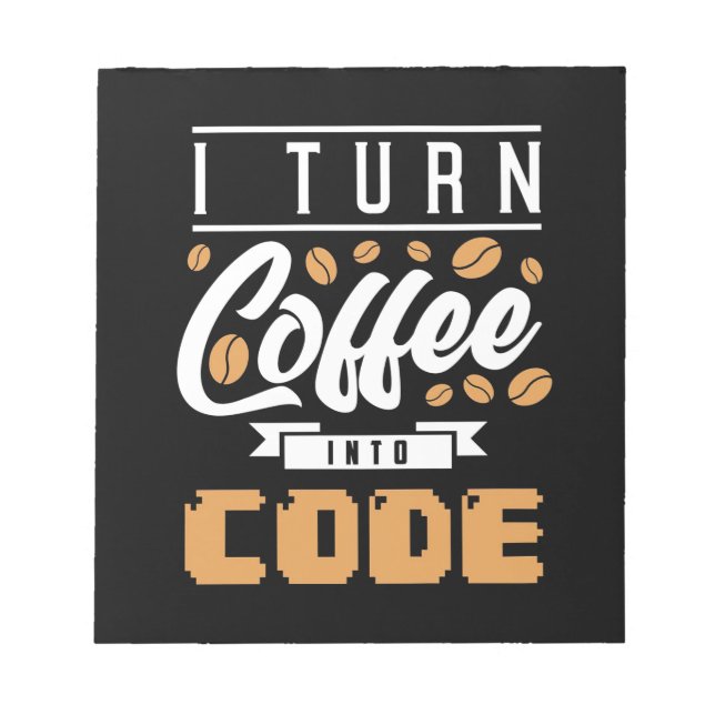 Programmierer machen Kaffee in Code Notizblock (Vorderseite)