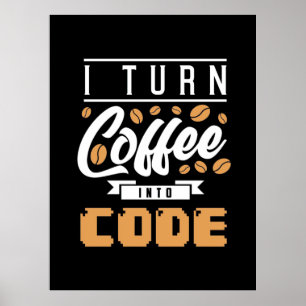 Programmierer machen Kaffee in Code Poster