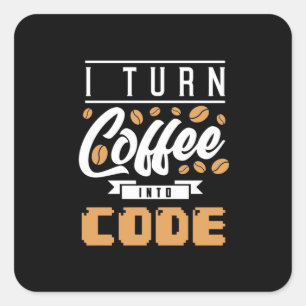 Programmierer machen Kaffee in Code Quadratischer Aufkleber