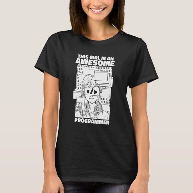Programmierer Mädchen Codierung Software-Ingenieur T-Shirt (Vorderseite)