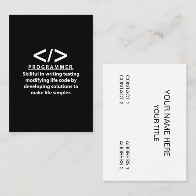 Programmierer-Programmier Visitenkarte (Vorne/Hinten)