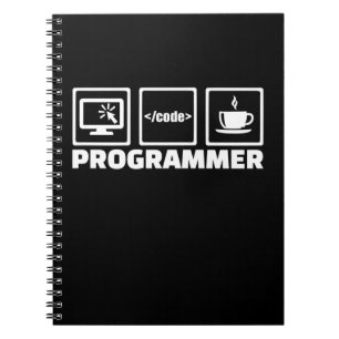 Programmierer schreiben Code und trinken Kaffee Notizblock