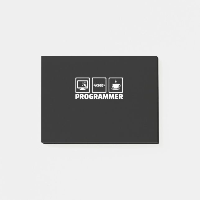 Programmierer schreiben Code und trinken Kaffee Post-it Klebezettel (Vorderseite)