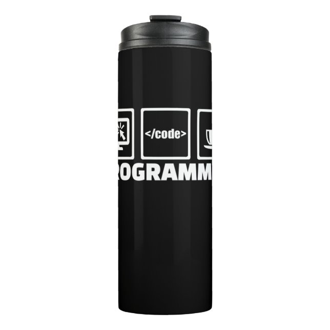 Programmierer schreiben Code und trinken Kaffee Thermosbecher (Vorderseite)