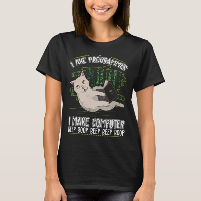 Programmierer Spaß Cat Informatist T-Shirt (Vorderseite)