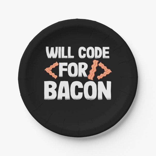Programmierer wird Code für Bacon Pappteller (Vorderseite)