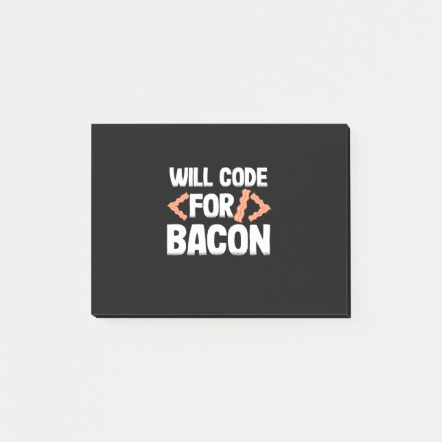 Programmierer wird Code für Bacon Post-it Klebezettel (Vorderseite)