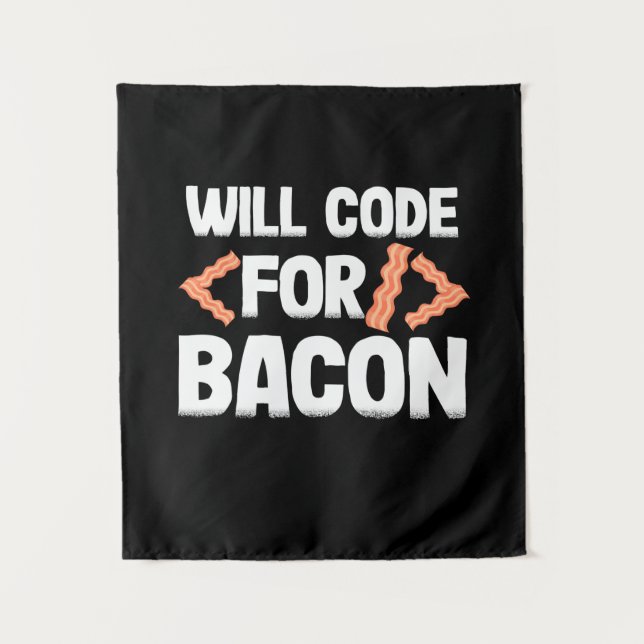 Programmierer wird Code für Bacon Wandteppich (Vorderseite)