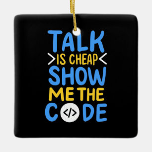 Programmierer zeigen mir den Code Keramikornament