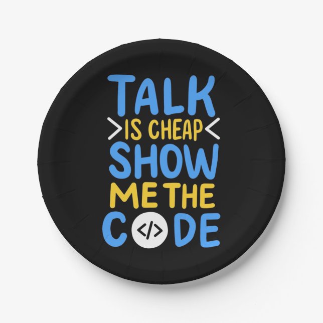 Programmierer zeigen mir den Code Pappteller (Vorderseite)