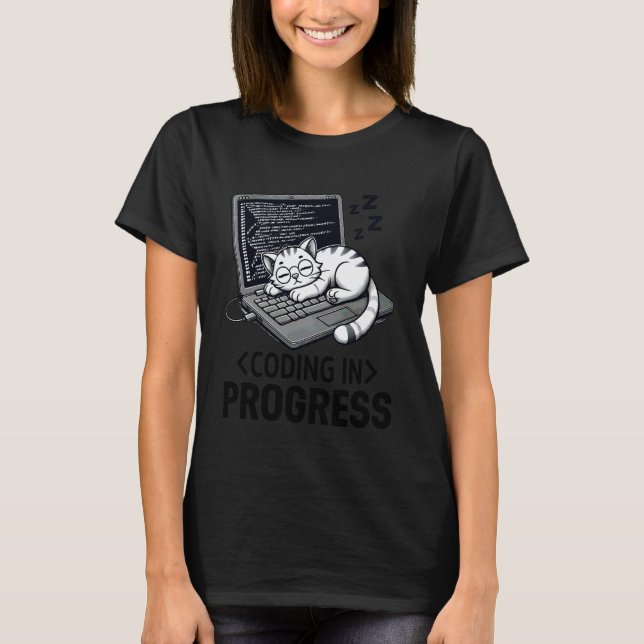 Programmierung läuft Entspannter Programmierer mit T-Shirt (Vorderseite)