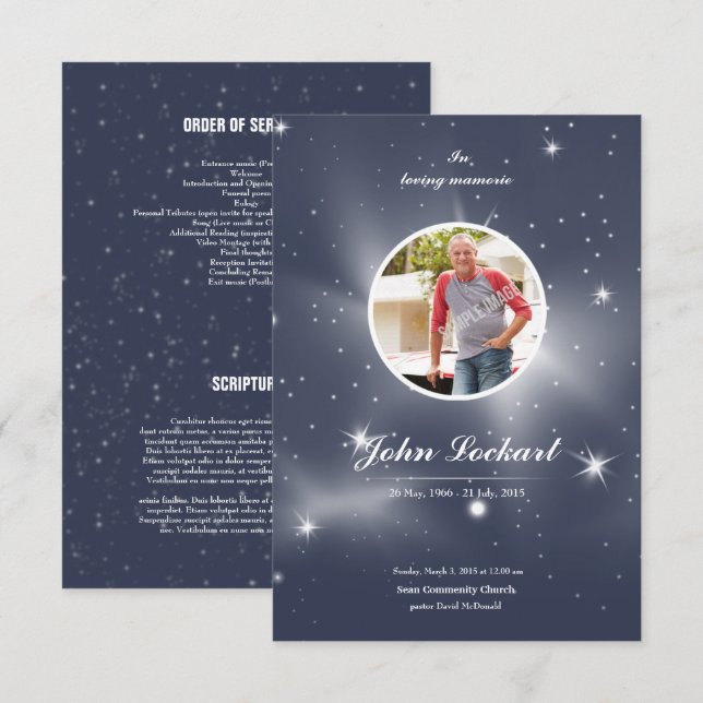 Programmkarte zur Gedenkfeier Einladung (Vorne/Hinten)