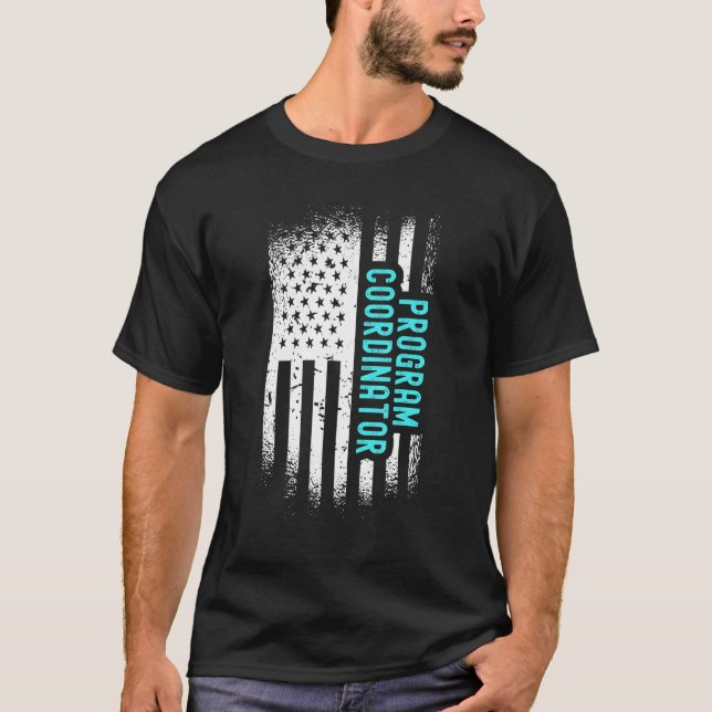 Programmkoordinator mit amerikanischer Flagge T-Shirt (Vorderseite)