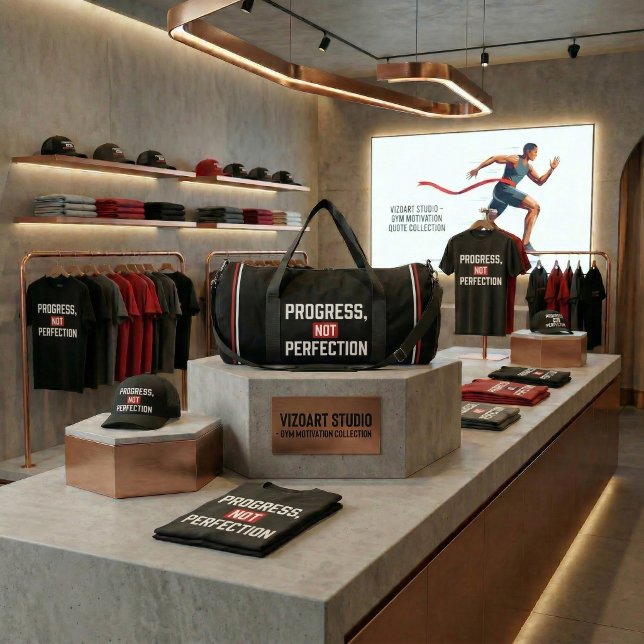 Progress Not Perfection Gym Motivation Duffel Bag Duffle Bag (Progress over perfection. Keep showing up. Every single day.)