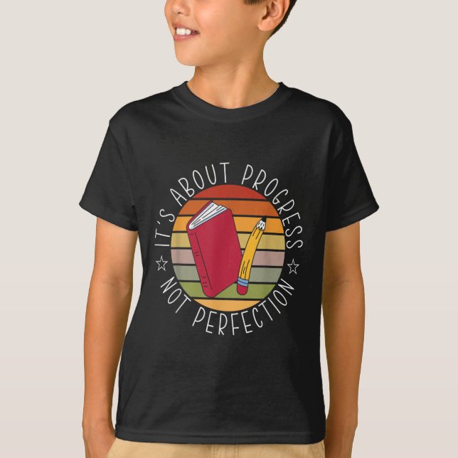Progress Not Perfection Testing Day Teacher  T-Shirt (Vorderseite)