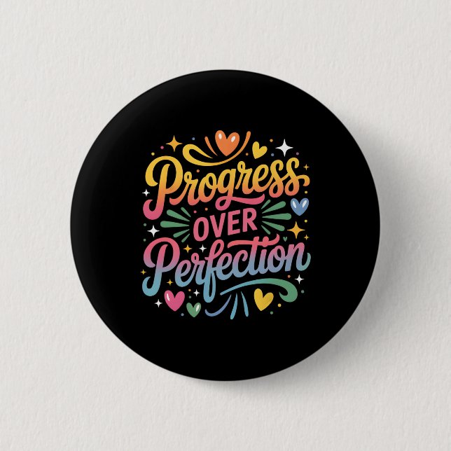 Progress Over Perfection Back To School Teachers E Button (Vorderseite)