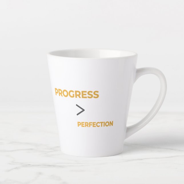Progress Over Perfection Minimal Motivational  Milchtasse (Rechts)
