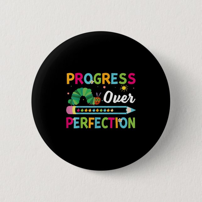 Progress Over Perfection Motivational Quote Studen Button (Vorderseite)