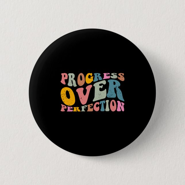 Progress Over Perfection Motivational Teacher Long Button (Vorderseite)