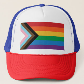 Progress-Pride-Flag - inklusiver Gay Pride-Hut Truckerkappe