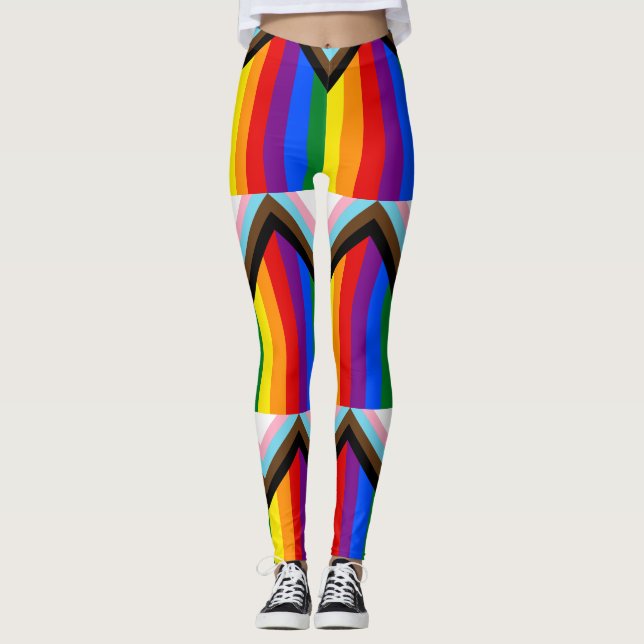 Progress Pride Flag LGBTQ+ Leggings (Vorderseite)