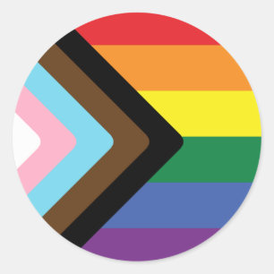 Progress Pride Flag Runder Aufkleber