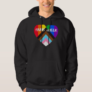 Progress Pride Heart Flag Trans Que Hoodie