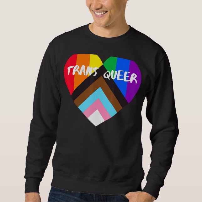 Progress Pride Heart Flag Trans Que Sweatshirt (Vorderseite)