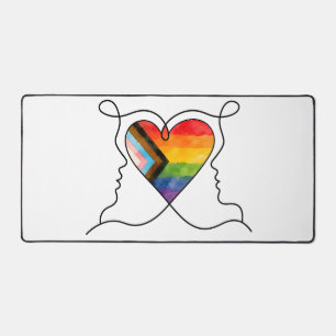Progress Pride Heart Line Art Schreibtischunterlage